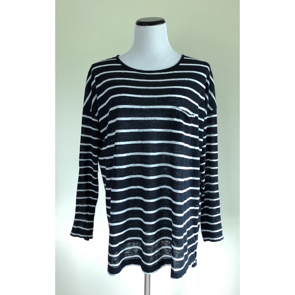 Vince. Striped Linen Tee ~ Size Medium